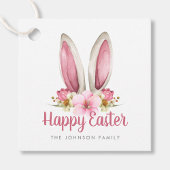 Niedlich Pink Floral Bunny Oars Happy Osterfeier Geschenkanhänger