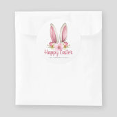 Niedlich Pink Floral Bunny Oars Happy Osterfeier Runder Aufkleber