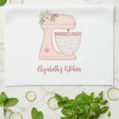 Niedlich Pink Floral Cake Mixer Bäckerei Koch Geschirrtuch (Gefaltet)