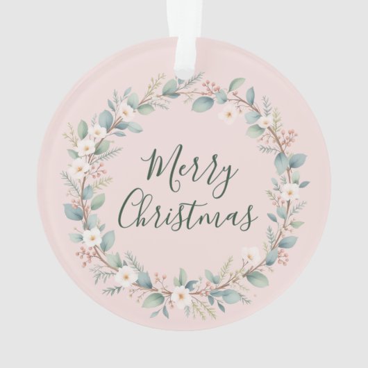Niedlich Pink Floral Frame Baby's First Christmas Ornament (Rückseite)