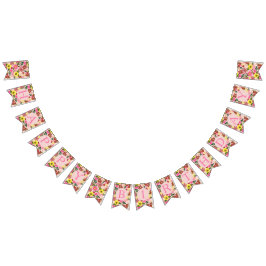 Niedlich Pink Floral Geburtstagsmuster Wimpelkette