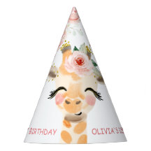 Niedlich Pink Floral Giraffe Tiere 1 Geburtstag Ko
