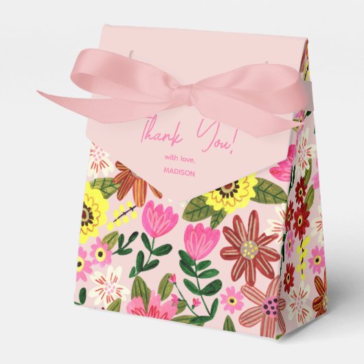 Niedlich Pink Floral Girl Baby Dusche Party Vielen Geschenkschachtel (Vorderseite)