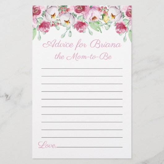 Niedlich Pink Floral Girl Babyduschenberater (Vorderseite)