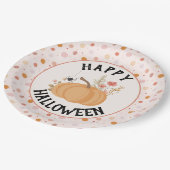 Niedlich Pink Floral Halloween Pappteller (Schrägansicht)