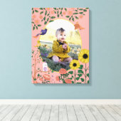 Niedlich Pink Floral New Baby Foto Kinderzimmer Ar Leinwanddruck (Insitu (Holzboden))