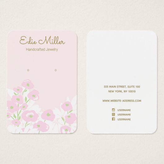 Niedlich Pink Floral Script Erring Juwelen (Vorne & Hinten)