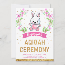 Niedlich Pink Floral Sweet Bunny Rabbit Aqiqah Einladung