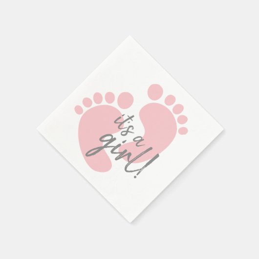Niedlich Pink Footprints Baby Dusche Serviette (Ecke)