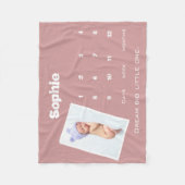 Niedlich Pink Foto Meilenstein Name Personalisiert Fleecedecke (Vorderseite)