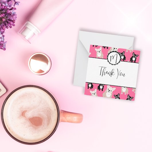 Niedlich Pink French Bulldog Pattern Mitteilungskarte