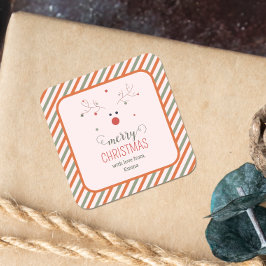 Niedlich Pink Frohe Weihnachten Quadratischer Aufkleber