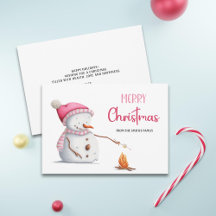 Niedlich Pink Frohe Weihnachten Snowman Marshmallo