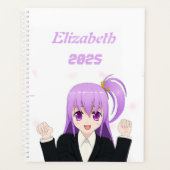 Niedlich pink fröhlich Anime Girl Japanisch 2025 Planer (Vorderseite)
