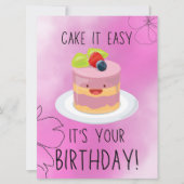 Niedlich Pink Funny Birthday Cake Gruß Karte (Vorderseite)