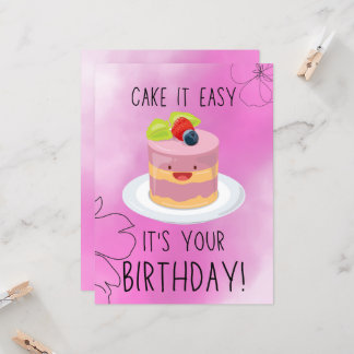 Niedlich Pink Funny Birthday Cake Gruß Karte