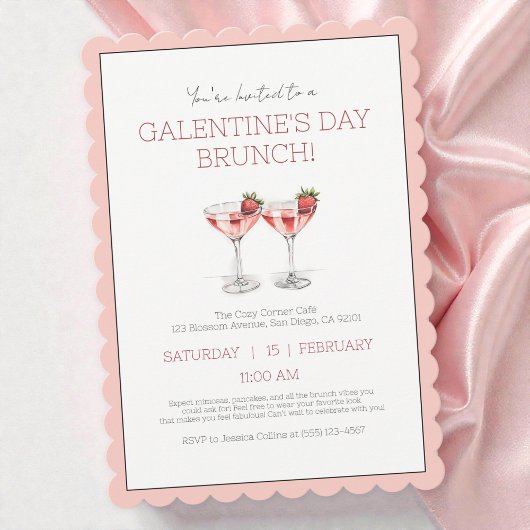 Niedlich Pink Galentine's Day Girly Brunch Party Einladung
