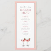 Niedlich Pink Galentine's Day Girly Chic Brunch Pa Menükarte (Vorderseite)