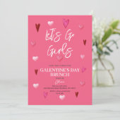 Niedlich Pink Galentine's Day Party Brunch Dinner Einladung (Stehend Vorderseite)