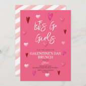 Niedlich Pink Galentine's Day Party Brunch Dinner Einladung (Vorne/Hinten)
