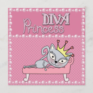 Niedlich Pink Geburtstagsparty Diva Princess Kitty Einladung