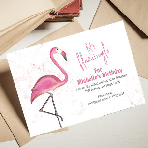 Niedlich Pink Geburtstagsparty Let's Flamingle Einladung