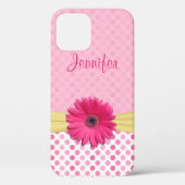 Niedlich Pink Gerbera Daisy Polka Dot Case-Mate iPhone Hülle (Rückseite)
