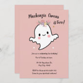 Niedlich Pink Ghost Birthday Einladung (Vorne/Hinten)