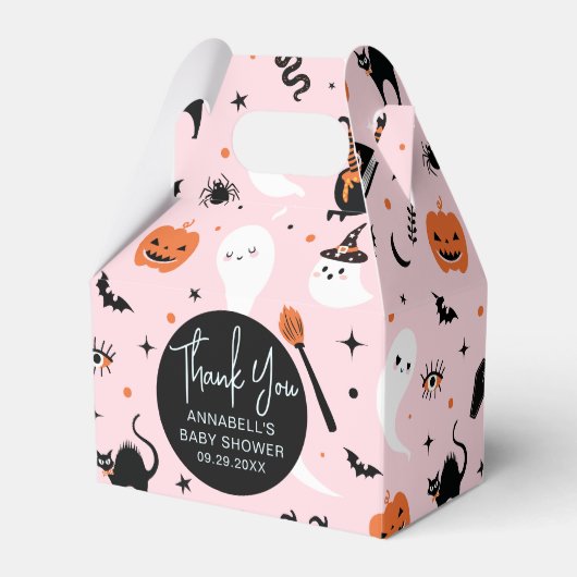 Niedlich Pink Ghost Halloween Kinderdusche Danke Geschenkschachtel (Vorderseite)