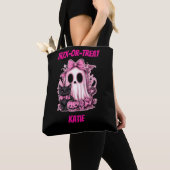 Niedlich Pink Ghost Personalisiert Halloween Tasche (Von Nahem)