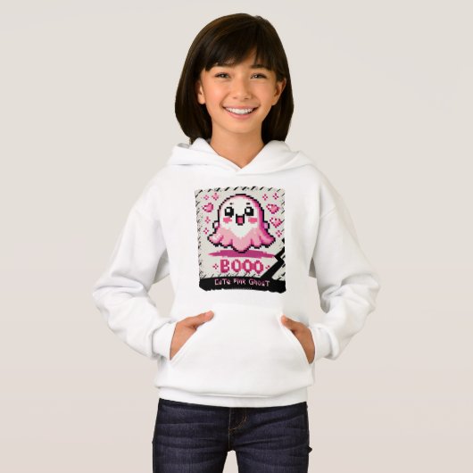 Niedlich Pink Ghost: Süß und Spooky (Mädchen gehac Hoodie (Vorne ganz)