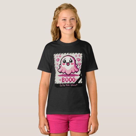 Niedlich Pink Ghost: Sweet and Spooky - Kinder Mäd T-Shirt (Vorne ganz)