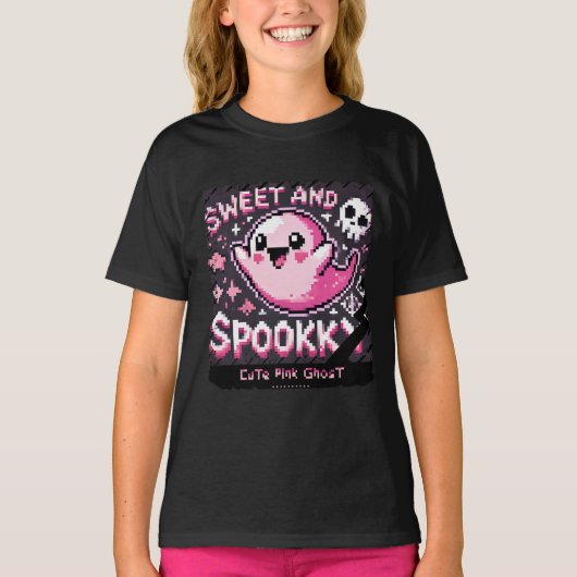 Niedlich Pink Ghost: Sweet and Spooky - Kinder Mäd T-Shirt (Vorderseite)