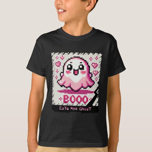 Niedlich Pink Ghost: Sweet and Spooky-Shirt-Junge T-Shirt (Vorderseite)