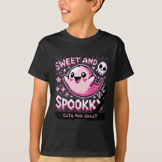 Niedlich Pink Ghost: Sweet and Spooky-Shirt-Junge T-Shirt (Vorderseite)