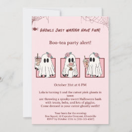 Niedlich Pink Ghosts Halloween-Party Einladung Kaw