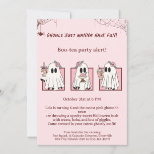 Niedlich Pink Ghosts Halloween-Party Einladung Kaw