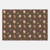 Niedlich Pink Gingerbread Mann Kekse, Häuser Geschenkpapier Set (Vorderseite 3)