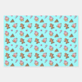 Niedlich Pink Gingerbread Mann Kekse, Häuser Geschenkpapier Set (Vorderseite)