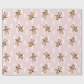 Niedlich Pink Gingerbread Mann Weihnachtsbaum Feie Geschenkpapier (Flach)