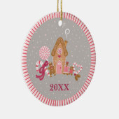 Niedlich Pink Gingerbrot Candy Round Ornament (Rechts)