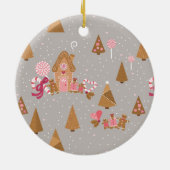 Niedlich Pink Gingerbrot Candy Round Ornament (Hinten)