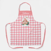 Niedlich Pink Gingerbrot House Gingham Kariert Schürze (Vorderseite)