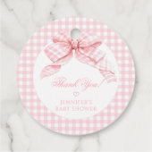 Niedlich Pink Gingham Bow Baby Girl Dusche Vielen  Geschenkanhänger (Rückseite)