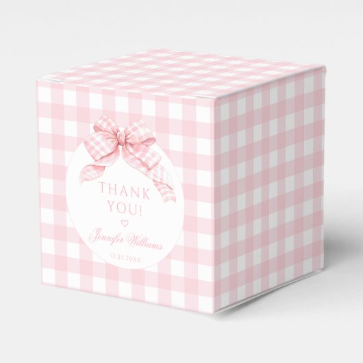 Niedlich Pink Gingham Bow Baby Girl Duschgeschenk Geschenkschachtel (Vorderseite)