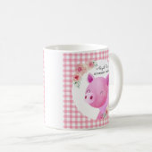 Niedlich Pink Gingham Floral Pig Farm Animal Barny Kaffeetasse (VorderseiteRechts)