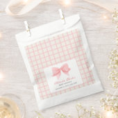Niedlich Pink Gingham Kariert Bow Girl Baby Dusche Geschenktütchen (Ausgeschnitten)
