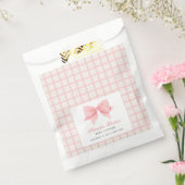 Niedlich Pink Gingham Kariert Bow Girl Baby Dusche Geschenktütchen (Versiegelt)