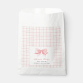Niedlich Pink Gingham Kariert Bow Girl Baby Dusche Geschenktütchen (Vorderseite)