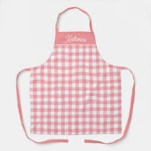 Niedlich Pink Gingham Kariert Name Schürze (Vorderseite)